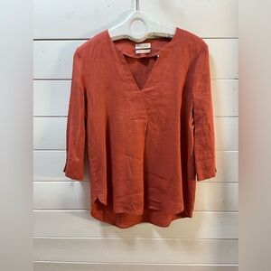 CHRISTIAN BERG – Rust Orange V-Neck Blouse – Size 36